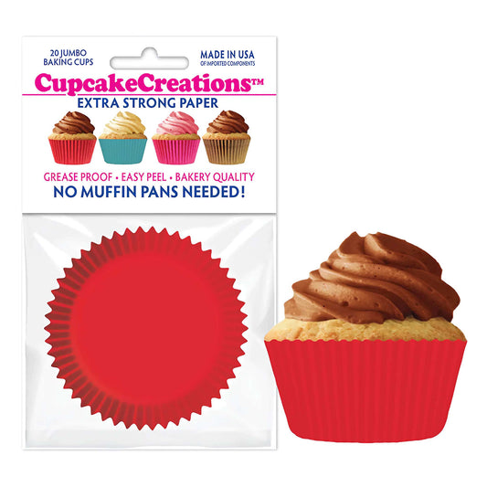 Red Jumbo Baking Cups, 20 count- Cupcake Creations