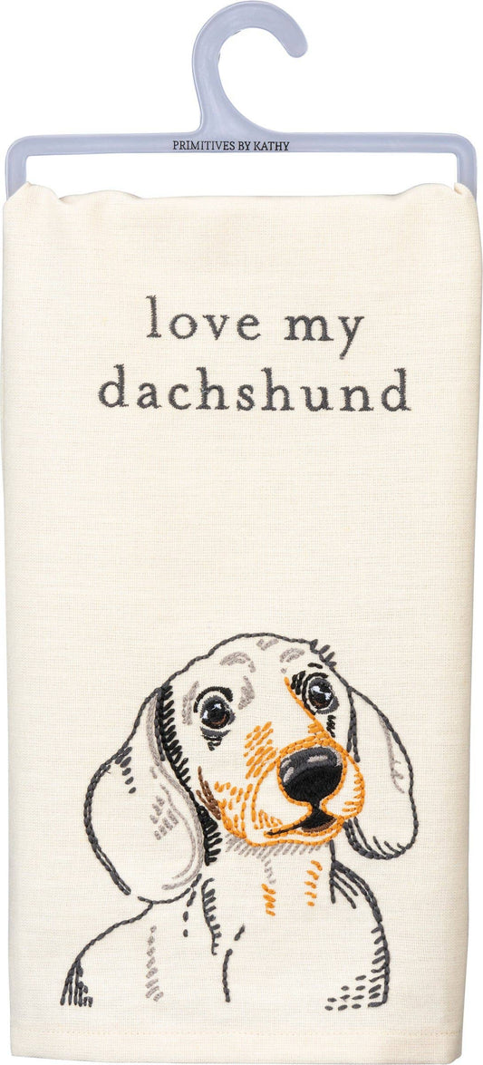 Love My Dachshund Kitchen Towel- Primitives by Kathy