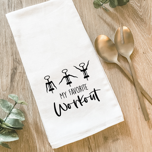 Funny Wine Workout Cotton Tea Towel- Lissi Design