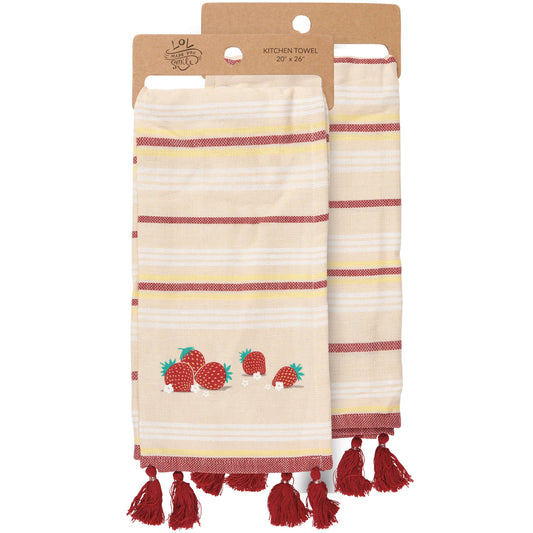Strawberries Kitchen Towel- Primitives by Kathy