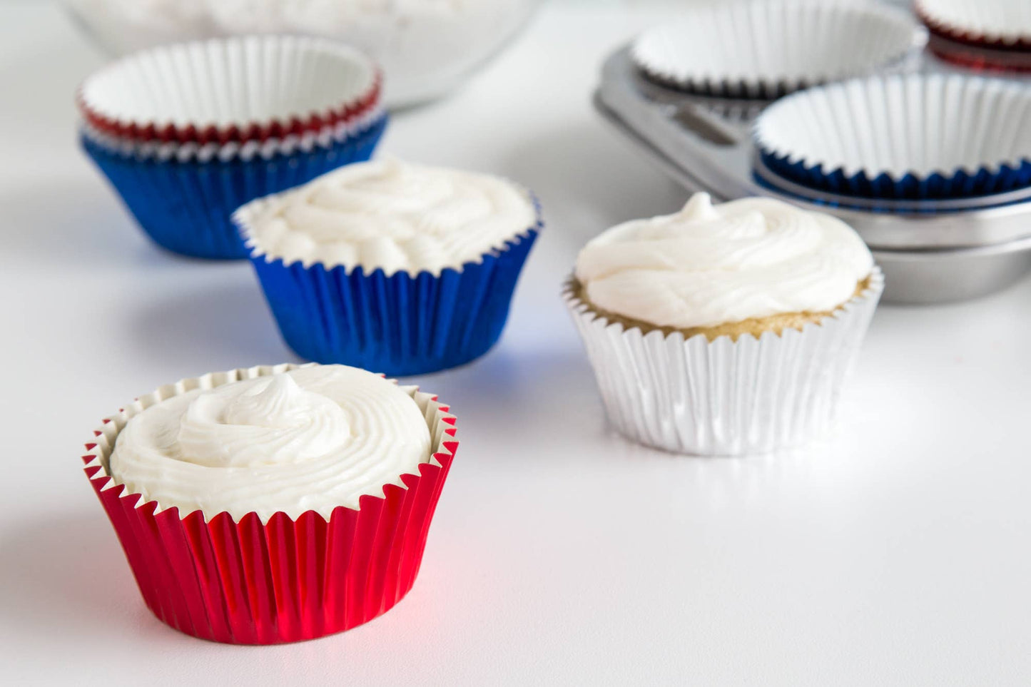 Patriotic Foil Cupcake Liners, Set of 45, 2.75"- Fox Run Brands