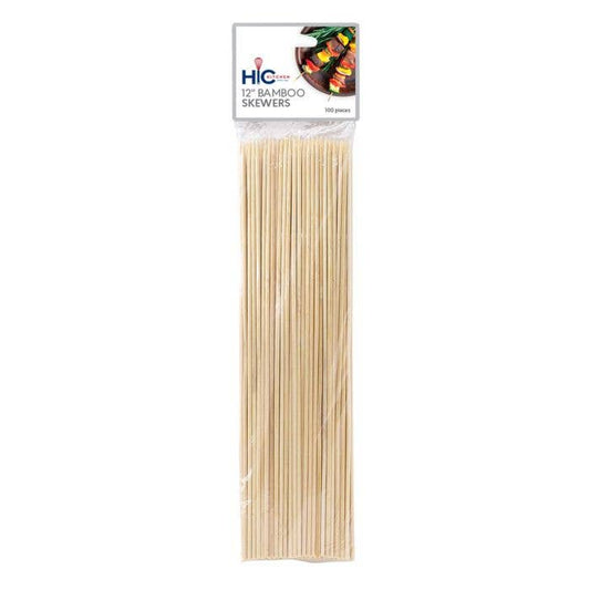 HIC Kitchen Bamboo Skewer, 12in, Pack Of 100