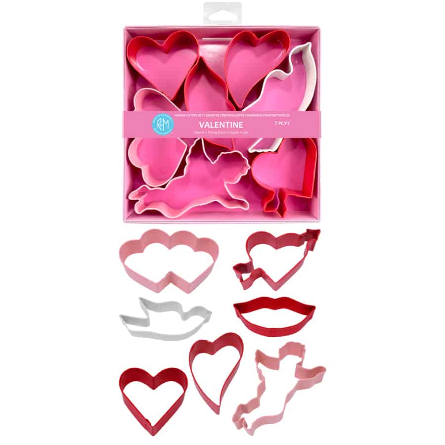 Valentine 7 PC Color Cookie Cutter Set - R&M International