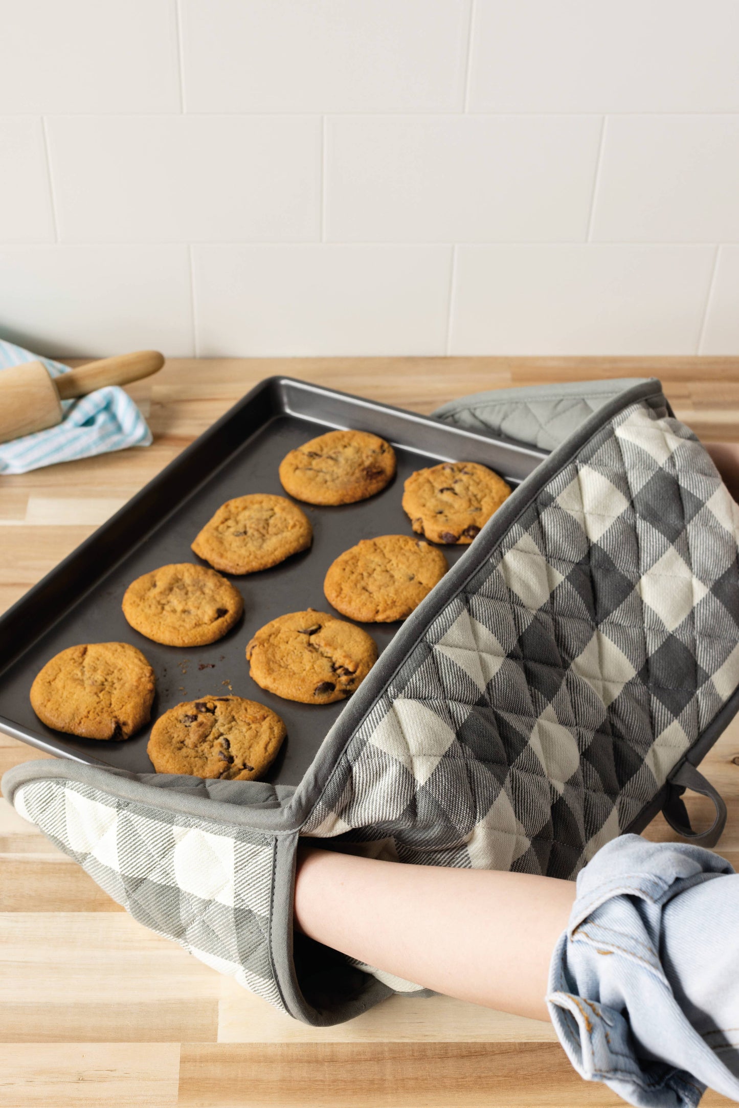 London Gray Check Double Oven Mitt - Now Designs by Danica