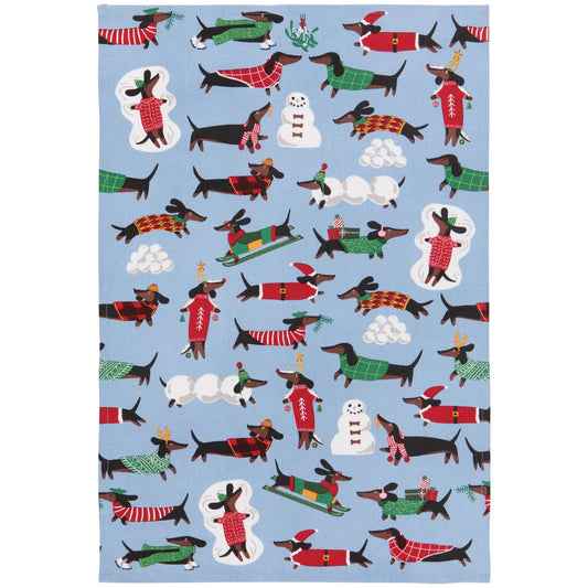 Dashing Dachshunds Christmas Dishtowel- Danica Jubilee