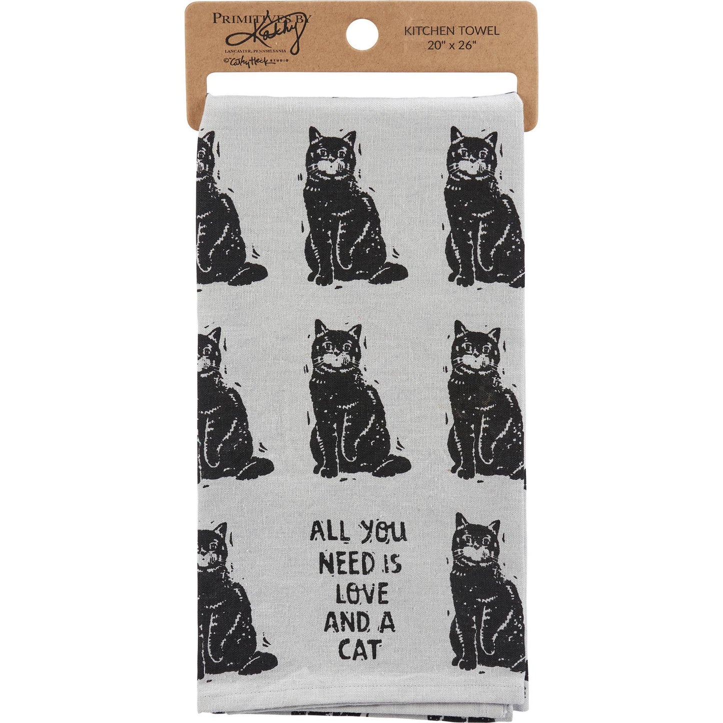 Love And A Cat Kitchen Towel - Primitives by Kathy