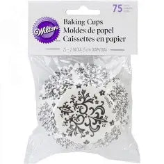 Black and White Elegant Baking Cups, 75 count- WIlton