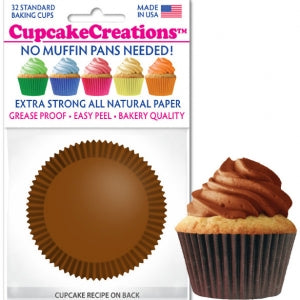 Chocolate Brown Standard Baking Cups, 32 count- Cupcake Creations