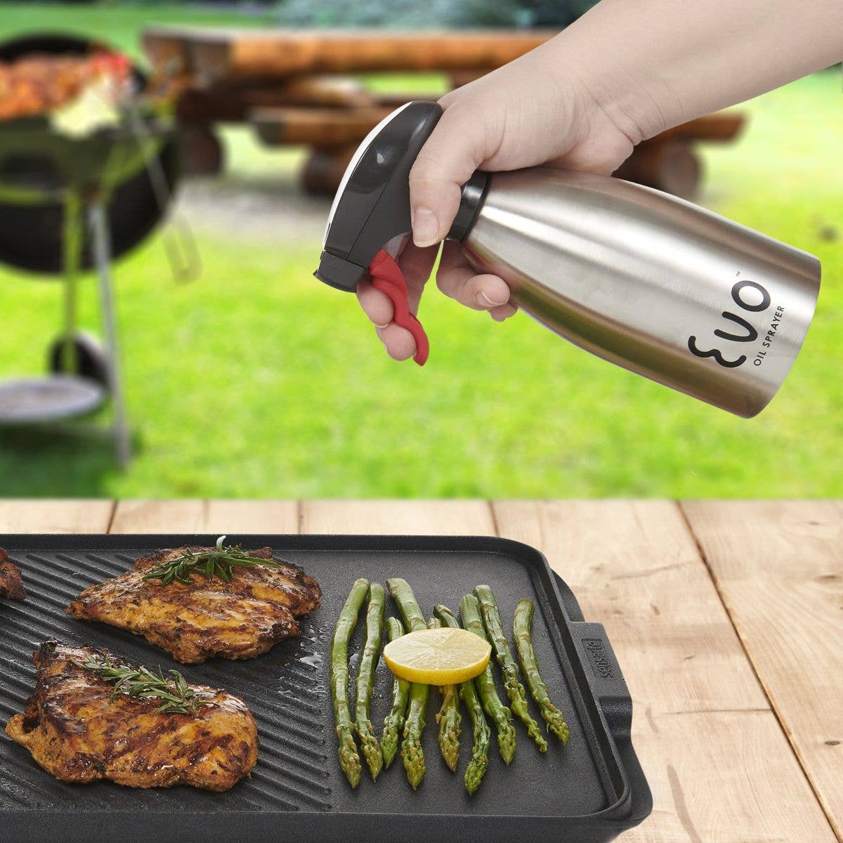 Evo Stainless Steel Oil Sprayer – Refillable 16oz Bottle