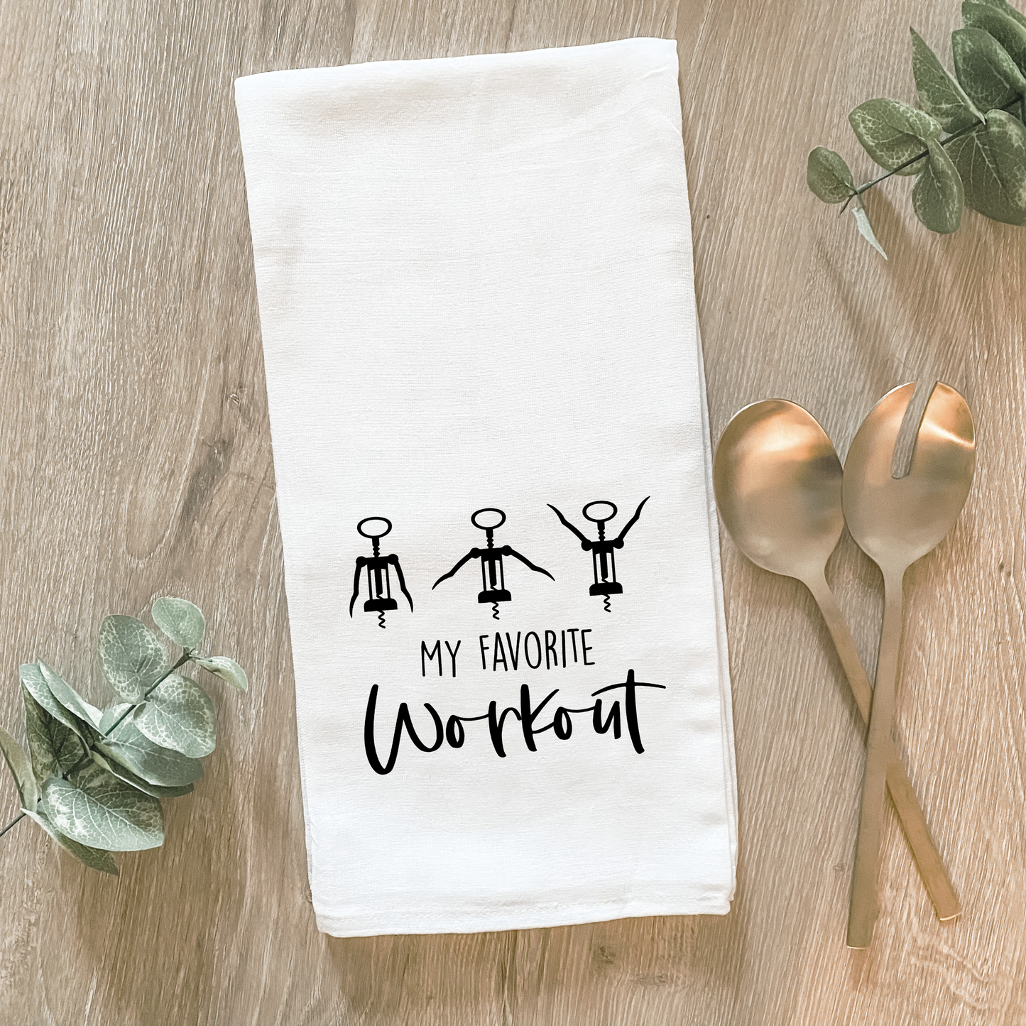 Funny Wine Workout Cotton Tea Towel- Lissi Design