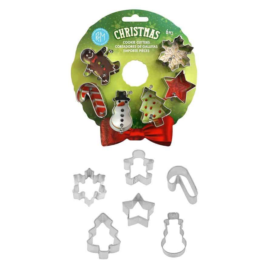 Mini Christmas 6 PC Cookie Cutter Set on Wreath Card - R&M International