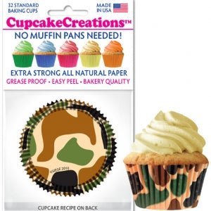 Camouflage Standard Baking Cups, 32 count- Cupcake Creations