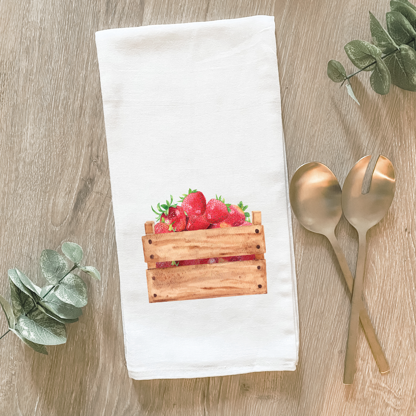 Strawberry Crate Cotton Tea Towel- Lissi Designs