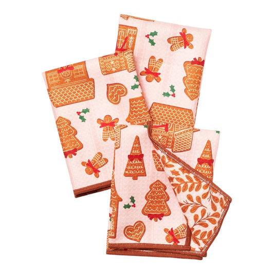 Once Again Home Co. - Mighty Mini Towel (Set of 3) Reversible - Mable Tan Christmas Cookies