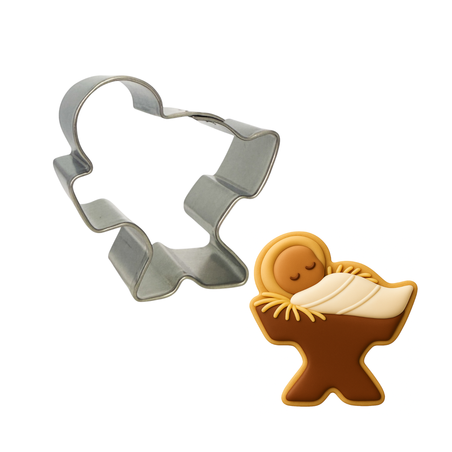 Baby in Manger Cookie Cutter, 2"