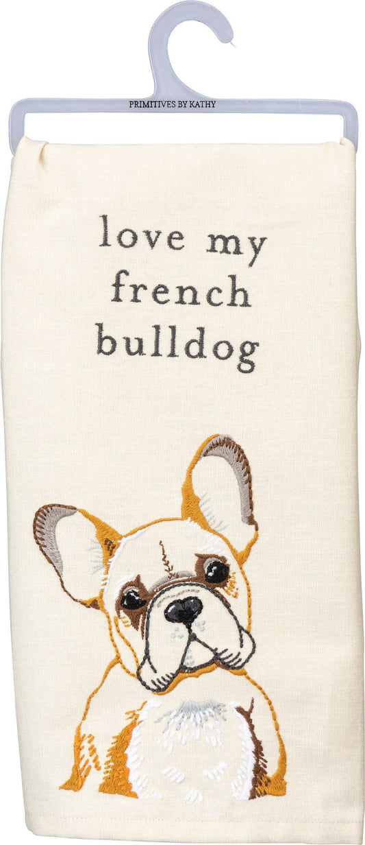 Love My French Bulldog Kitchen Towel- Primitives by Kathy