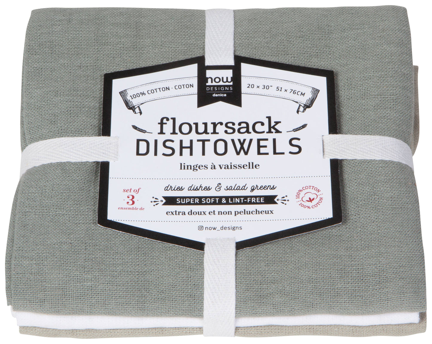 Gray White Moonstruck Floursack Dishtowels Set of 3 - Now Designs by Danica