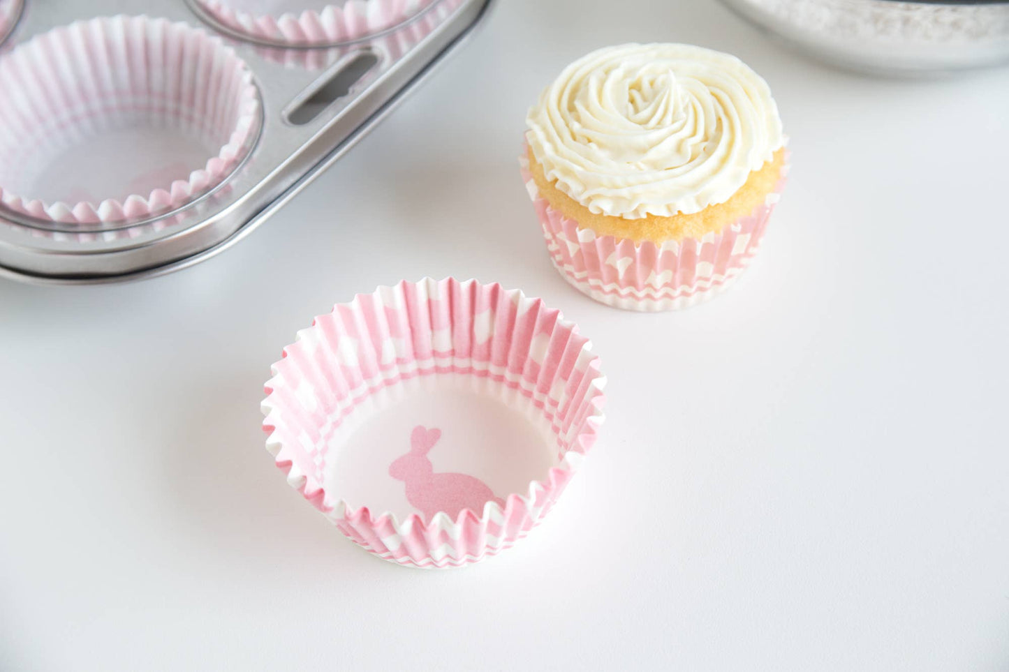Pink Gingham Bunny Cupcake Liners, Set of 50, 3" - Fox Run