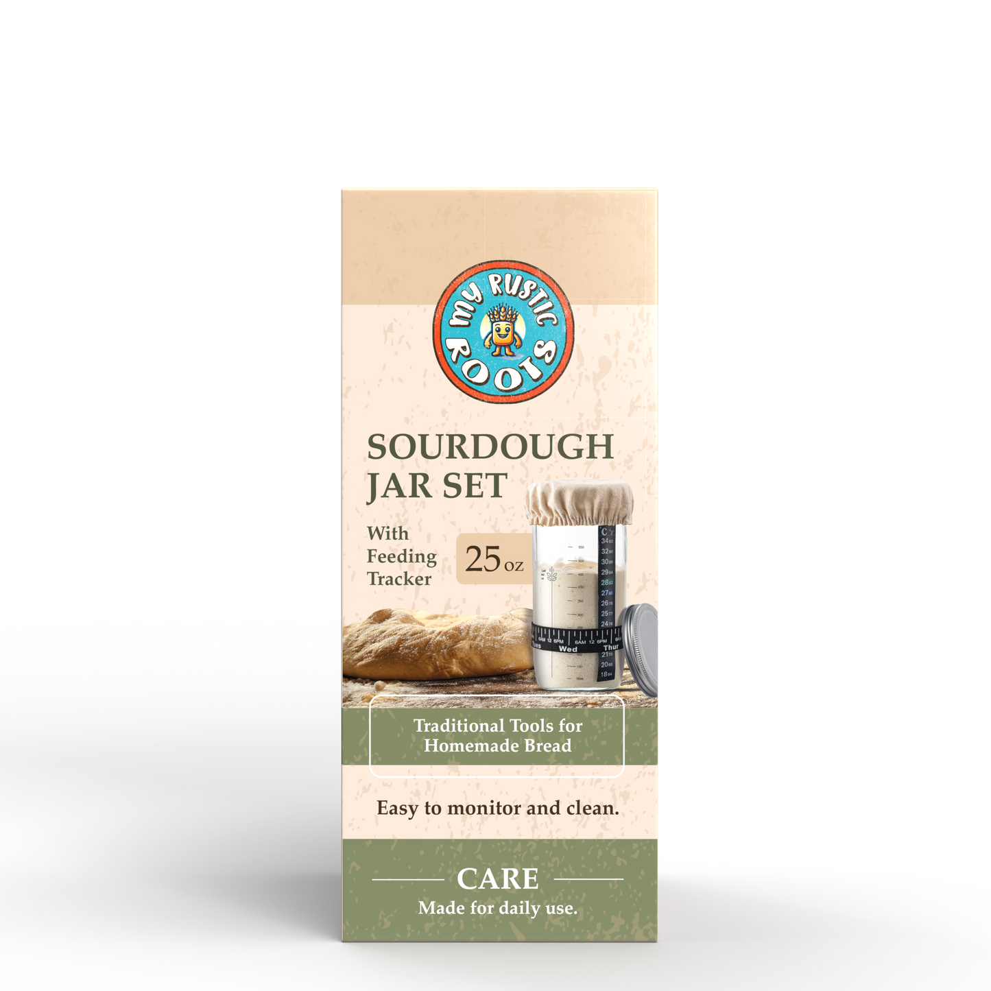Complete Sourdough Starter Jar Kit – BONUS BAG OF STARTER- My Rustic Roots