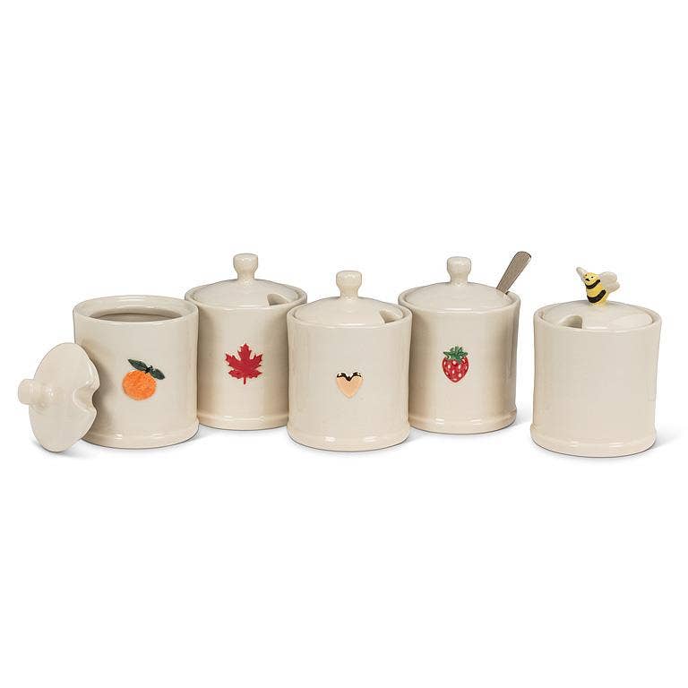 Covered Jam Jar with Strawberry-4"H(7oz)- Abbott