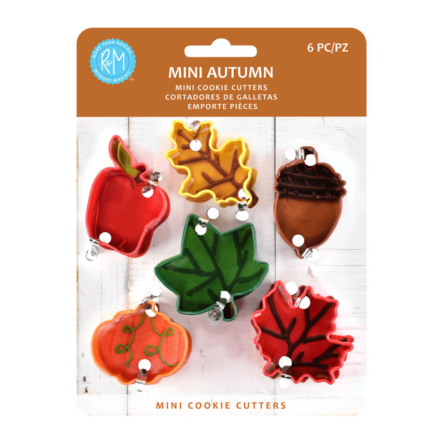 Mini Autumn Leaf 6 PC Color Cookie Cutter Set