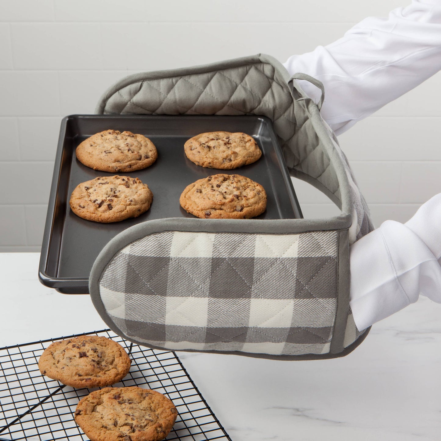 London Gray Check Double Oven Mitt - Now Designs by Danica