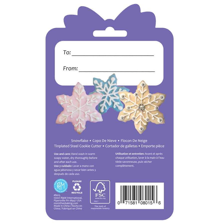 Snowflake Cookie Cutter 3" Carded - R&M International