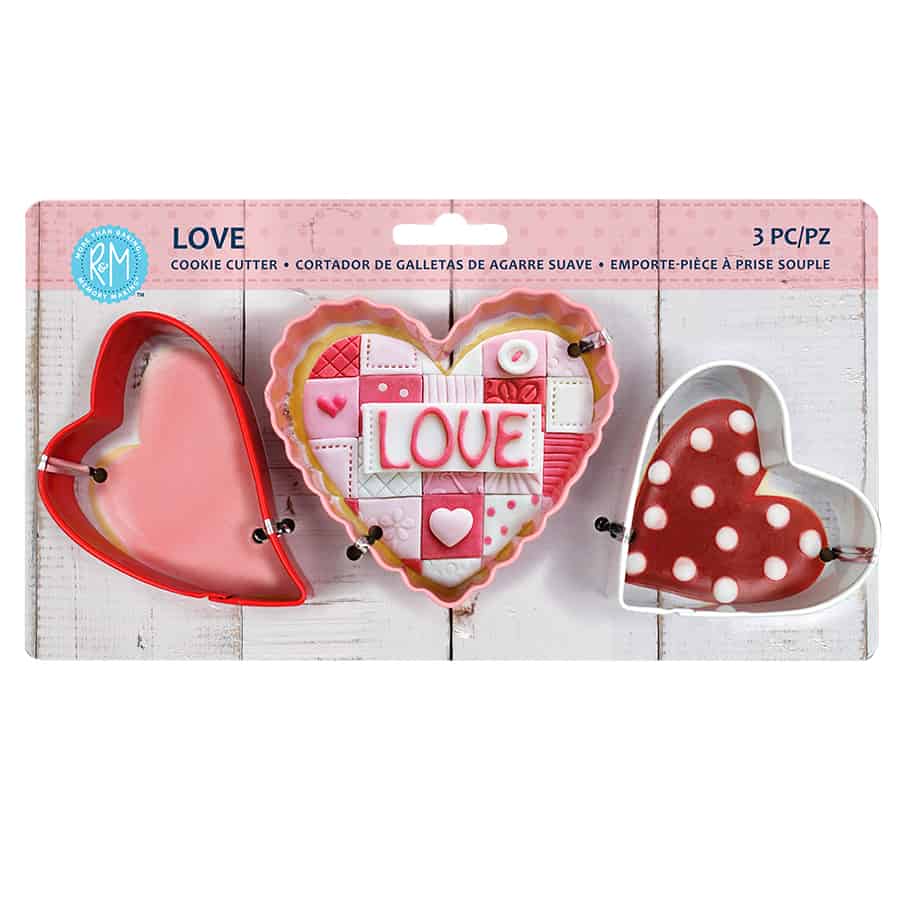 Love 3 PC Color Cookie Cutter Carded Set - R&M International
