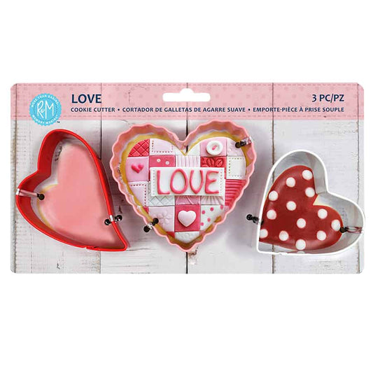 Love 3 PC Color Cookie Cutter Carded Set - R&M International