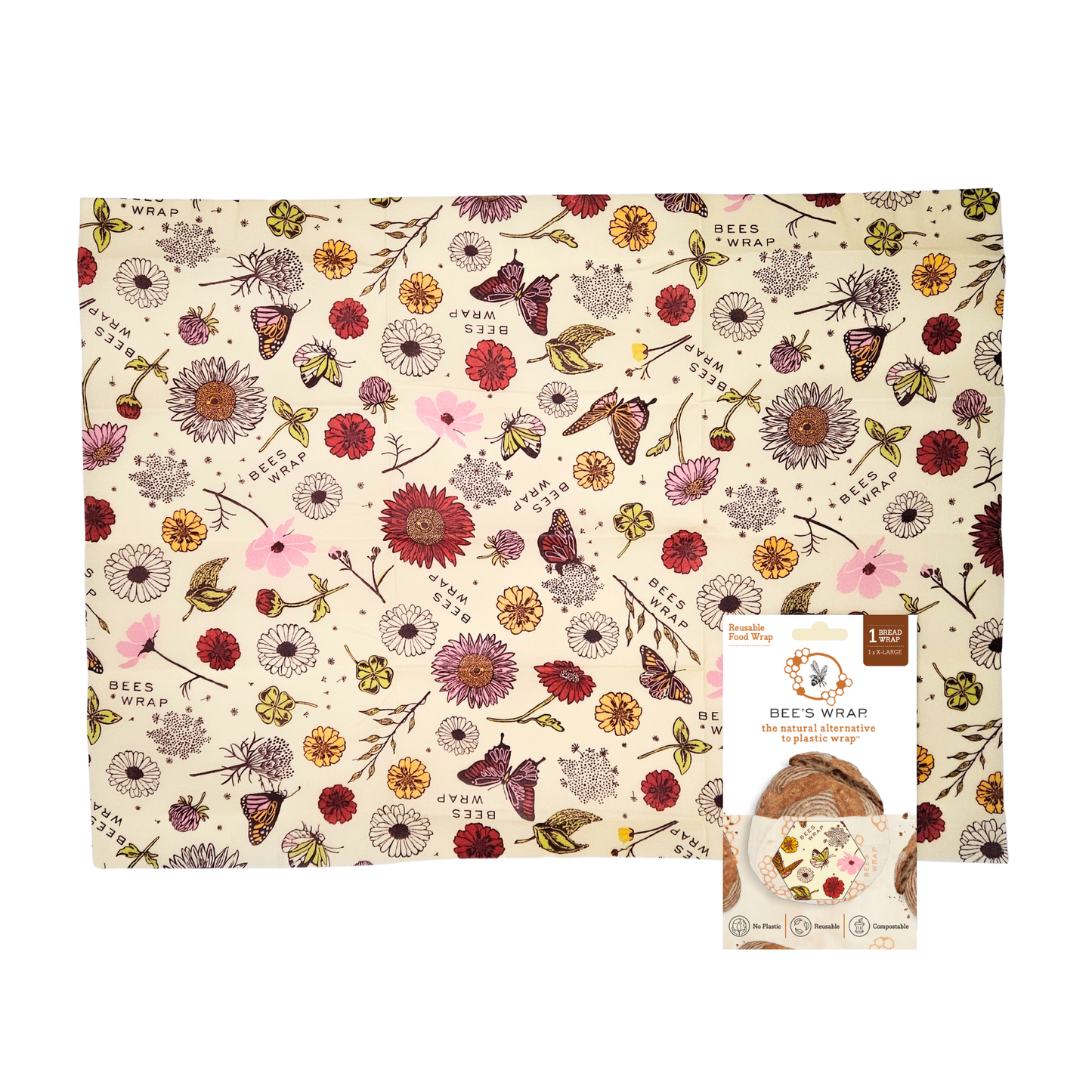Meadow Magic Print- Bee’s Wrap® Beeswax Reusable Bread Wrap