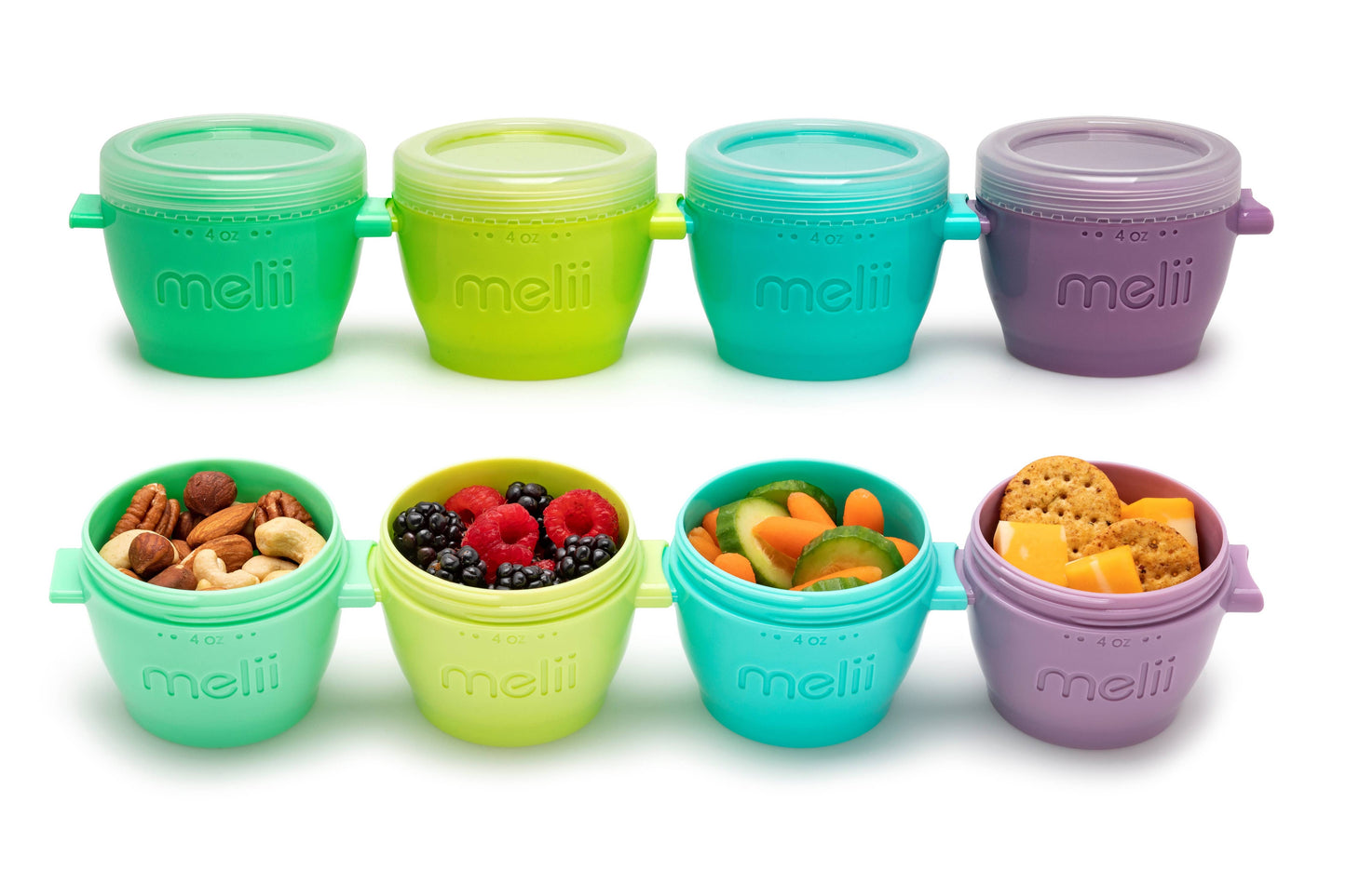 melii - 4oz Snap & Go Pods - 4 Freezer & Snack Containers