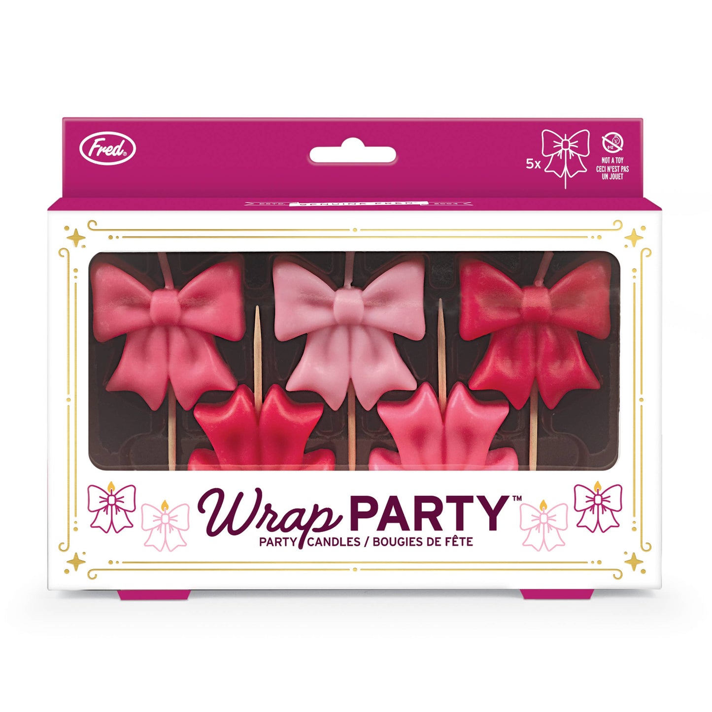 WRAP PARTY Bow Candles, Set of 5- Fred & Friends