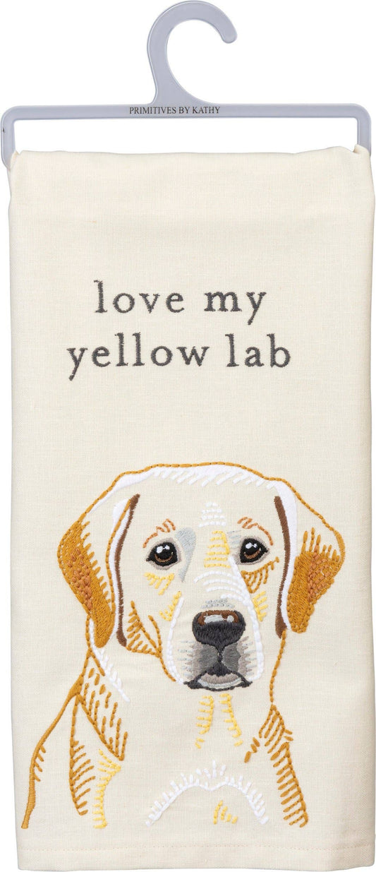 Love My Yellow Lab Kitchen Towel- Primitives by Kathy