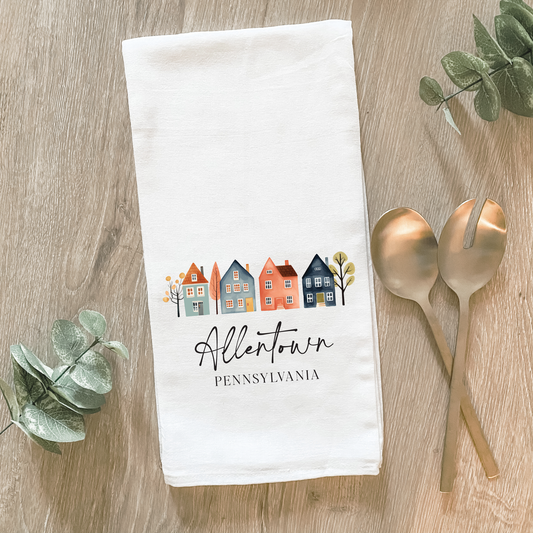 Cedarburg Hometown Houses Cotton Tea Towel- Lissi Designs