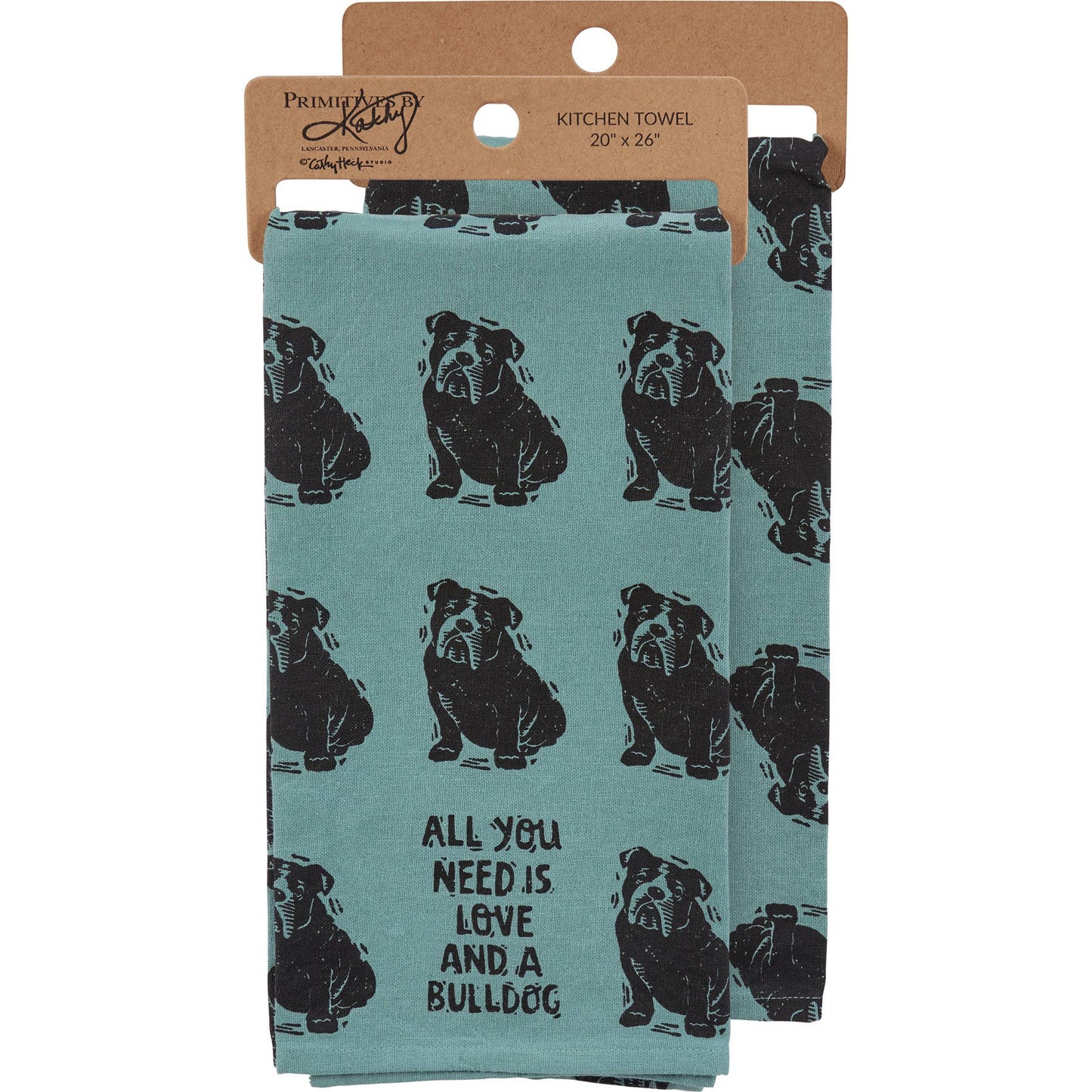 Love And A Bulldog Kitchen Towel - Primitives by Kathy