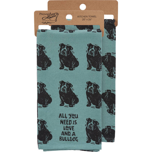 Love And A Bulldog Kitchen Towel - Primitives by Kathy