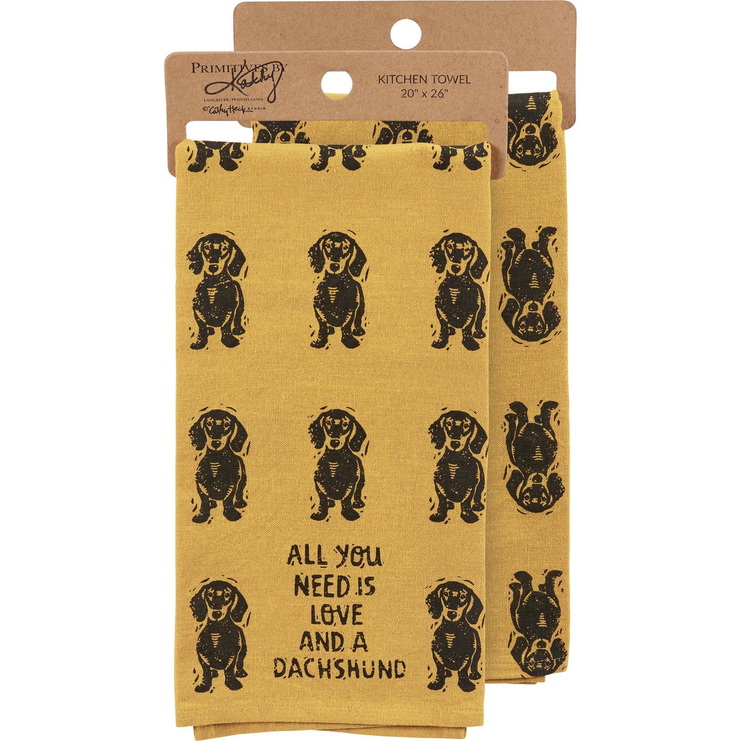 Love And A Dachshund Kitchen Towel - Primitives by Kathy