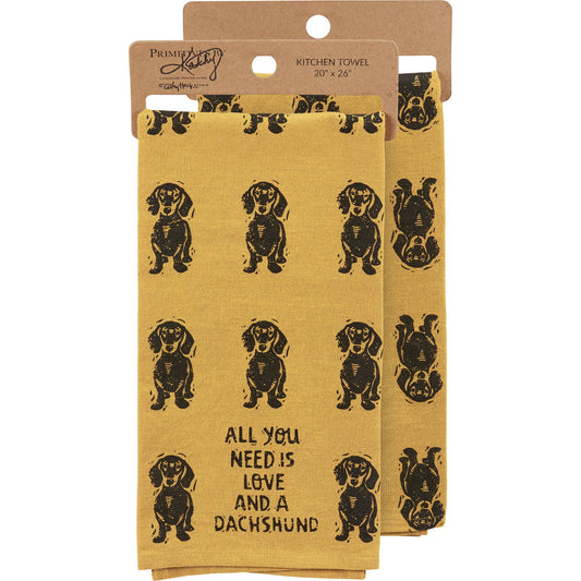 Love And A Dachshund Kitchen Towel - Primitives by Kathy