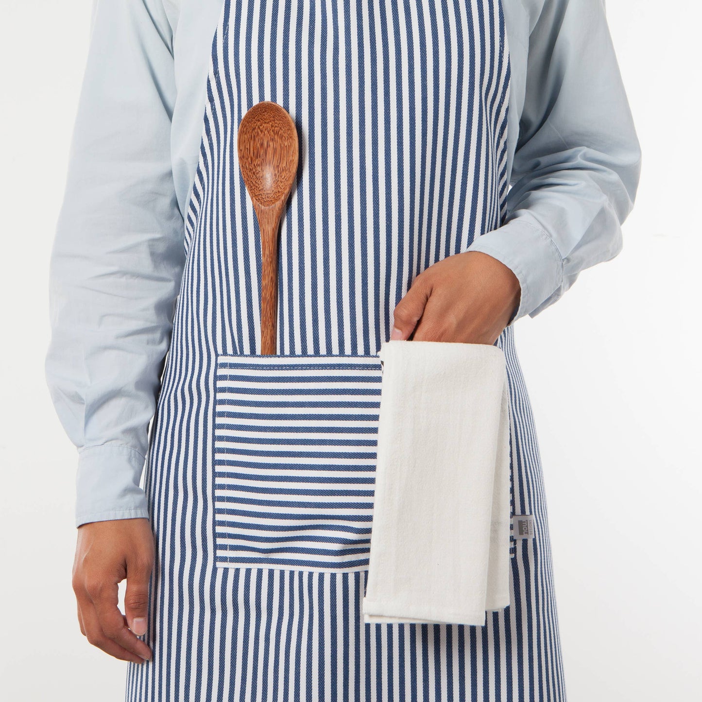 Narrow Royal Blue Stripe Chef Apron- Now Designs by Danica
