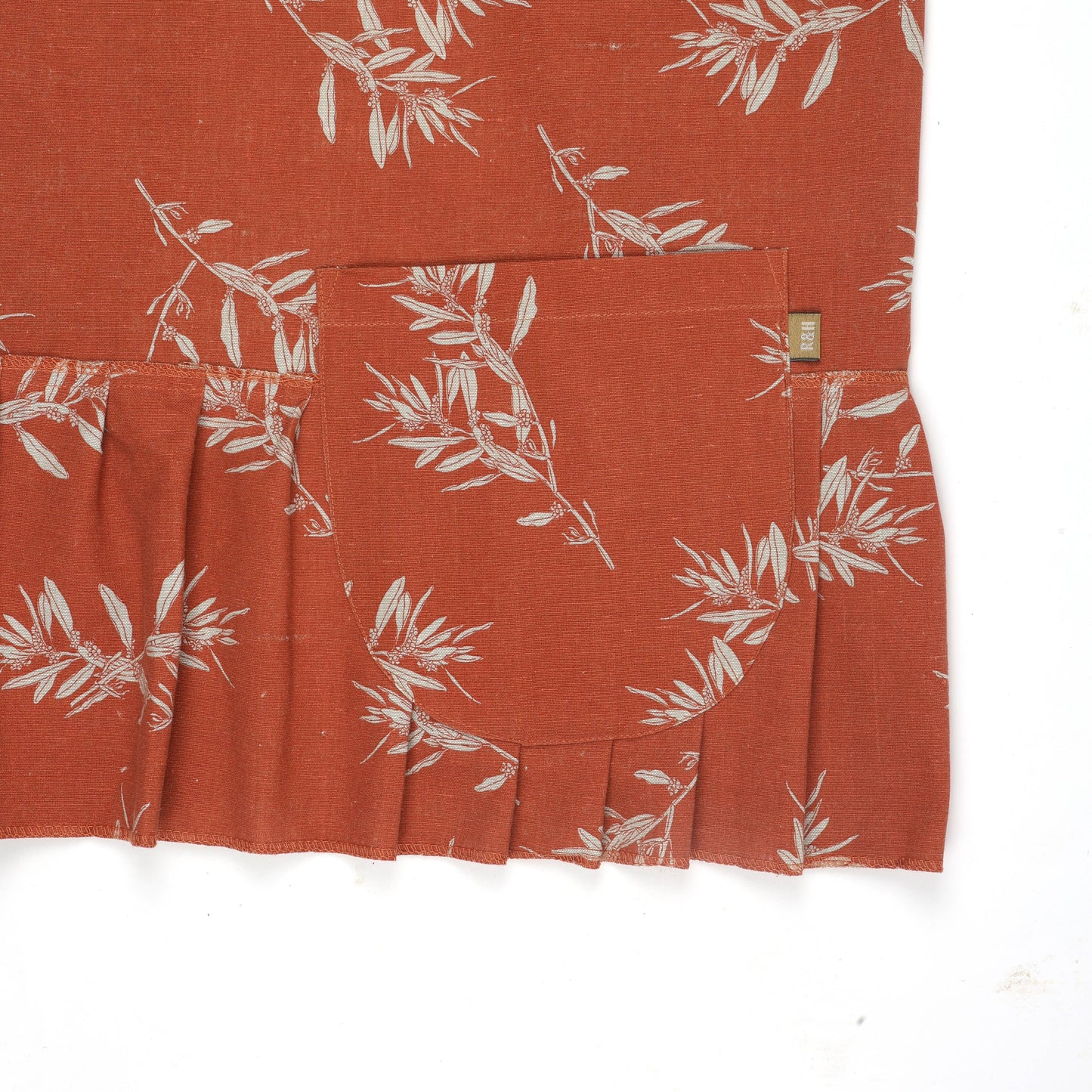 Ruffled Pinafore Olives Apron - Cinnamon- Raine & Humble