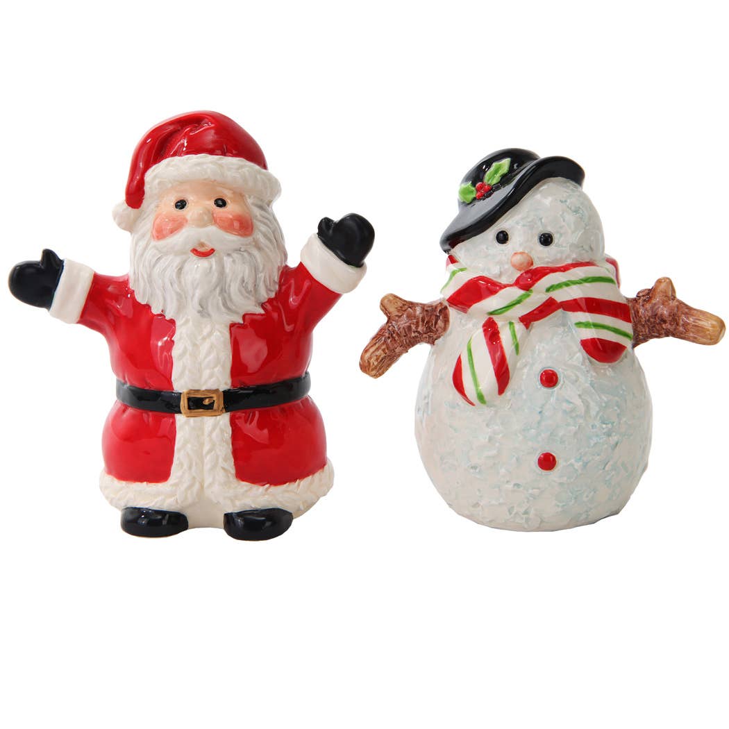 Santa and Snow Man Salt and Pepper Shaker Set - Pacific Trading