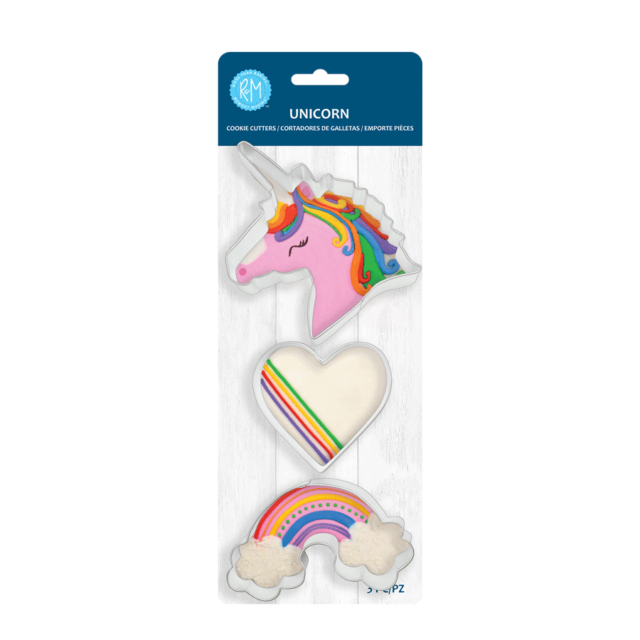Unicorn 3 PC Cookie Cutter Set- R&M International