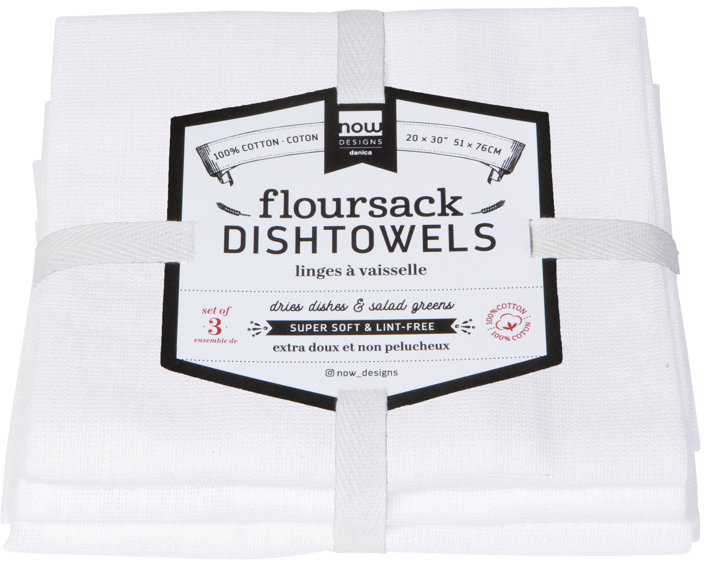 White Floursack Dishtowels Set of 3 - Now Designs by Danica