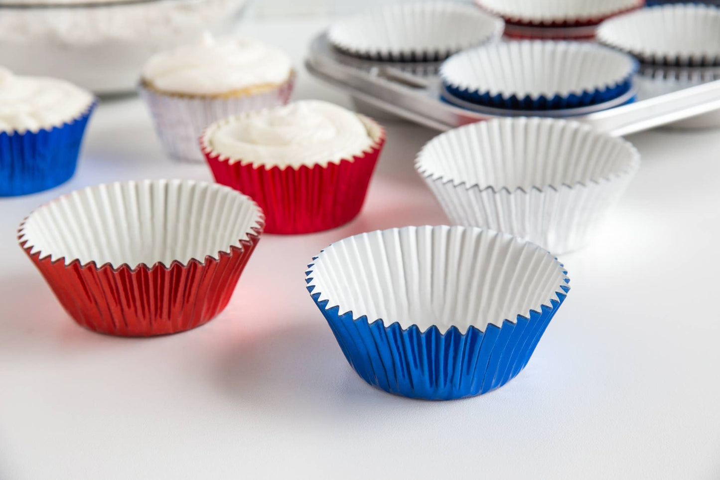 Patriotic Foil Cupcake Liners, Set of 45, 2.75"- Fox Run Brands