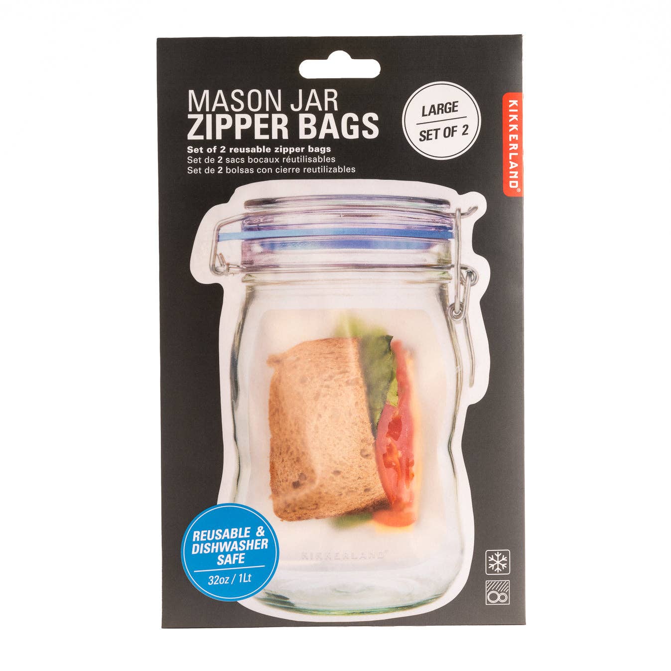 Large Zipper Mason Jar Bag