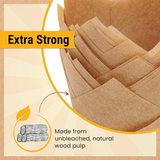 25 Natural Brown Parchment Tulip Cupcake Liners, 25 count