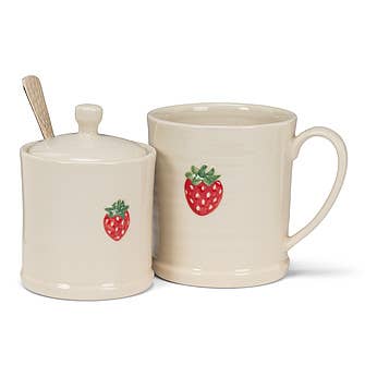 Covered Jam Jar with Strawberry-4"H(7oz)- Abbott