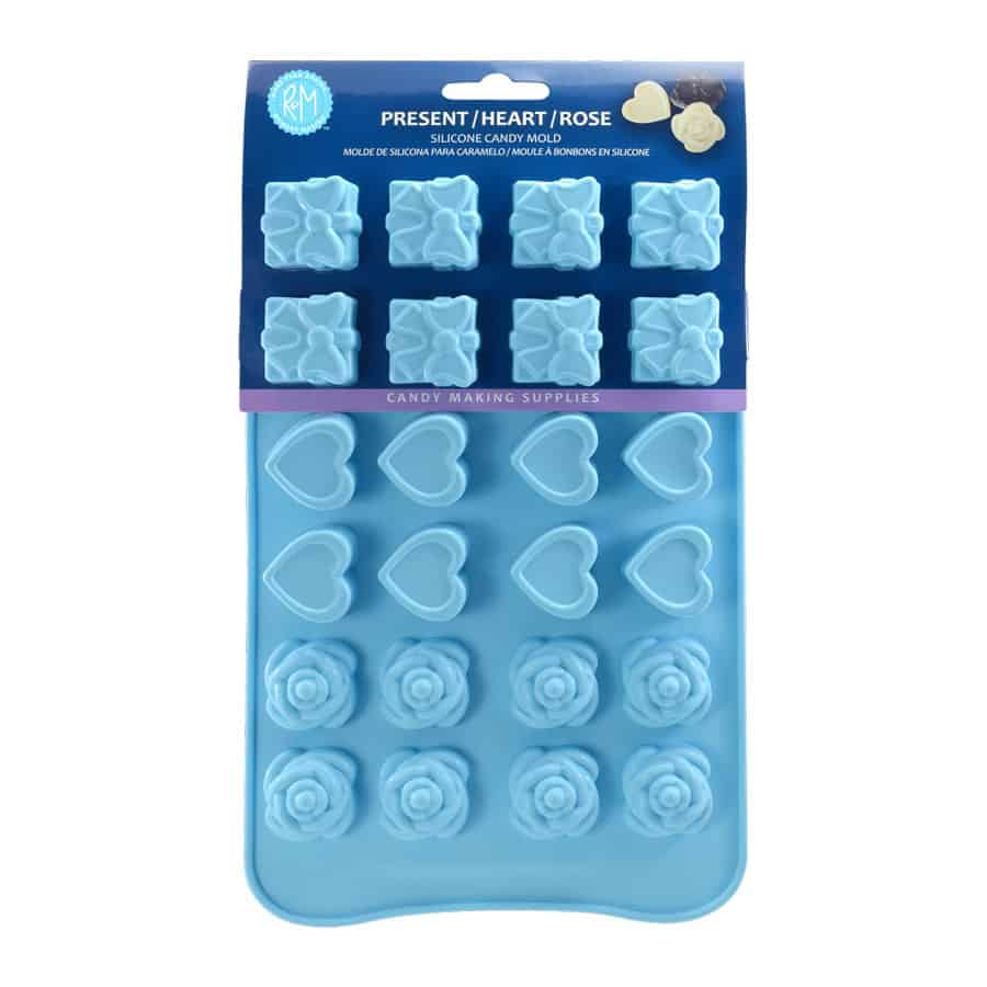 Present, Heart and Rose Silicone Candy Mold - R&M International