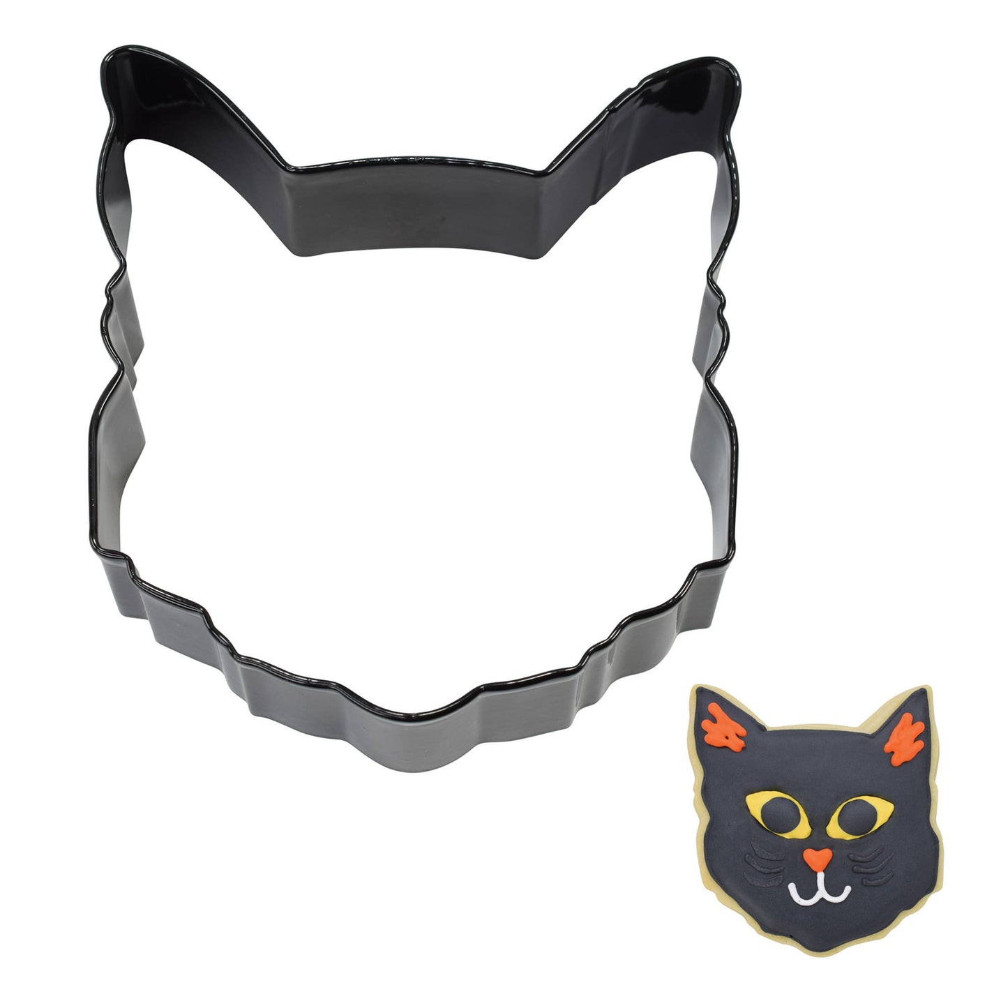 Cat Face Cookie Cutter, Black Polyresin, 3.5"- R&M