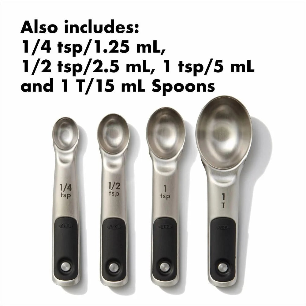4 Piece Stainless Steel Measuring Spoons Set, 1/4 tsp, 1/2 tsp, 1 tsp, 1 T- OXO